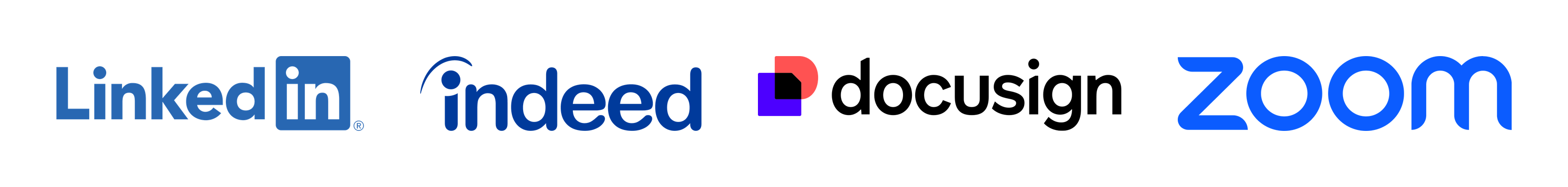 Logo’s van LinkedIn, Indeed, Docusign en Zoom
